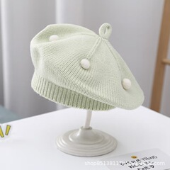 赤ちゃんの帽子秋冬のベビーベレーの帽子の乳幼児の毛糸の帽子の洋風の百合の女の子のニットの画家の帽子の潮