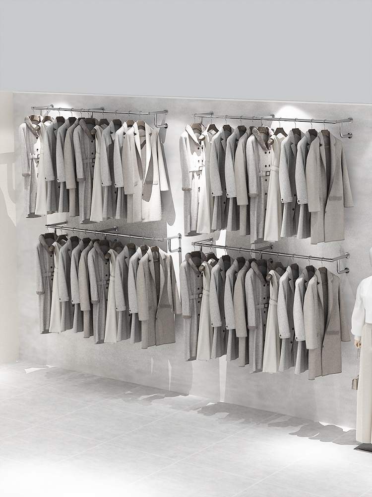 服裝店展示架童裝女裝壁掛式牆上貨架正掛不鏽鋼銀色側掛內衣架榕
