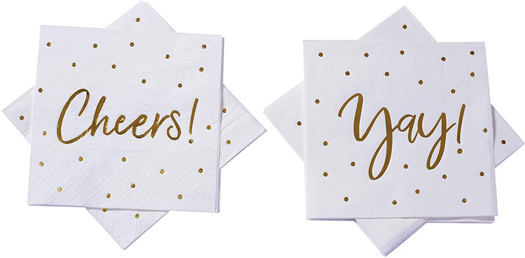 Transfronterizo 18g 25X25cm toalla de cóctel servilletas estampadas de madera 2 capas 3 capas fiesta de boda