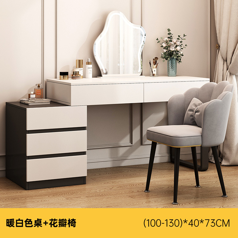 Tocador de estilo crema, mesita de noche de dormitorio, una pieza, moderno y simple, dormitorio principal, escritorio, espejo, mesa de maquillaje