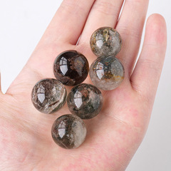 Natural Crystal Green Ghost Crystal Ball Crystal Raw Stone Mineral DIY Round Pearl Ghost Seven Star Formation Feng Shui Ball Wholesale