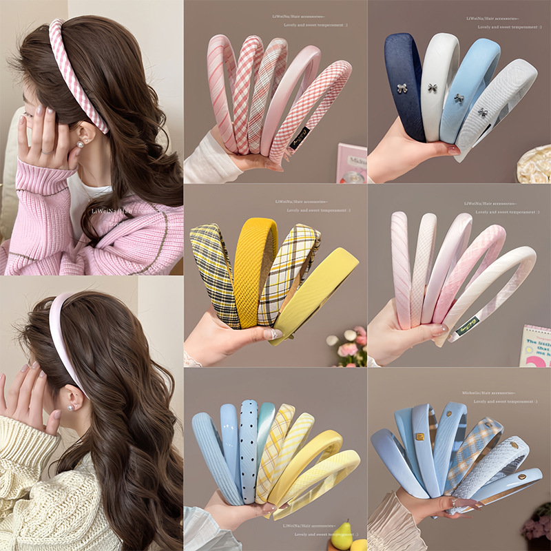 Spring and Summer Pink High-Top Hairbands for Girls, Sweet and Stylish Hairbands, Daily Non-Slip Hair Clips, Face-Washing Hair Ties