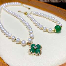 天然淡水白珍珠项链女套装母亲长辈圣诞礼物妈妈链强光秋冬毛衣链