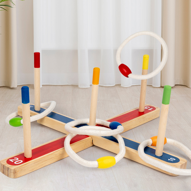 Classic travel Olympic wooden rings for kindergarten