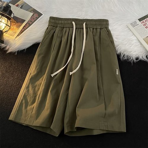 Workwear shorts for men, summer American high street outerwear, mid-thigh thin straight leg casual five-pocket pants for men, large size