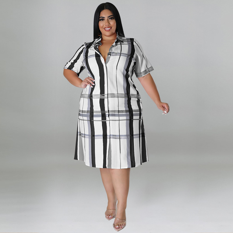 Plus Size Damen Karohemd Kurzarm Freizeit Bluse Oberteil_voghion.com