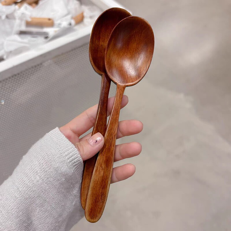 New household kitchen nanmu wide-handled rice spoon, nanmu solid wood dessert spoon, popular online spoon, breakfast oatmeal wooden spoon New household kitchen nanmu wide-handled rice spoon, nanmu solid wood dessert spoon, popular online spoon, breakfast oatmeal wooden spoon