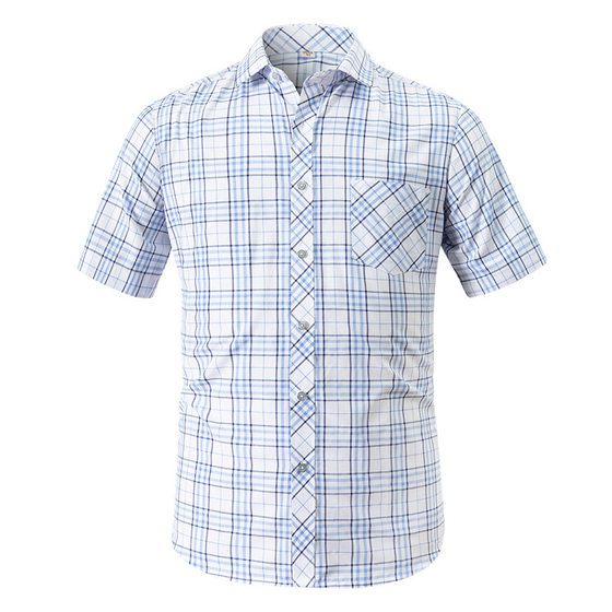 Cross-border Plaid Short-sleeved Shirt Men's Summer Casual Shirt Thin Half-sleeved Shirt Lar Youth Shirt Foreign Trade Style
