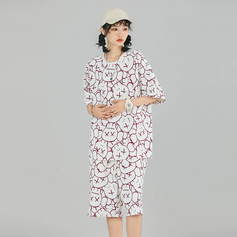 Пары летняя футболка с коротким рукавом с круглым вырезом мужские шорты из двух частей