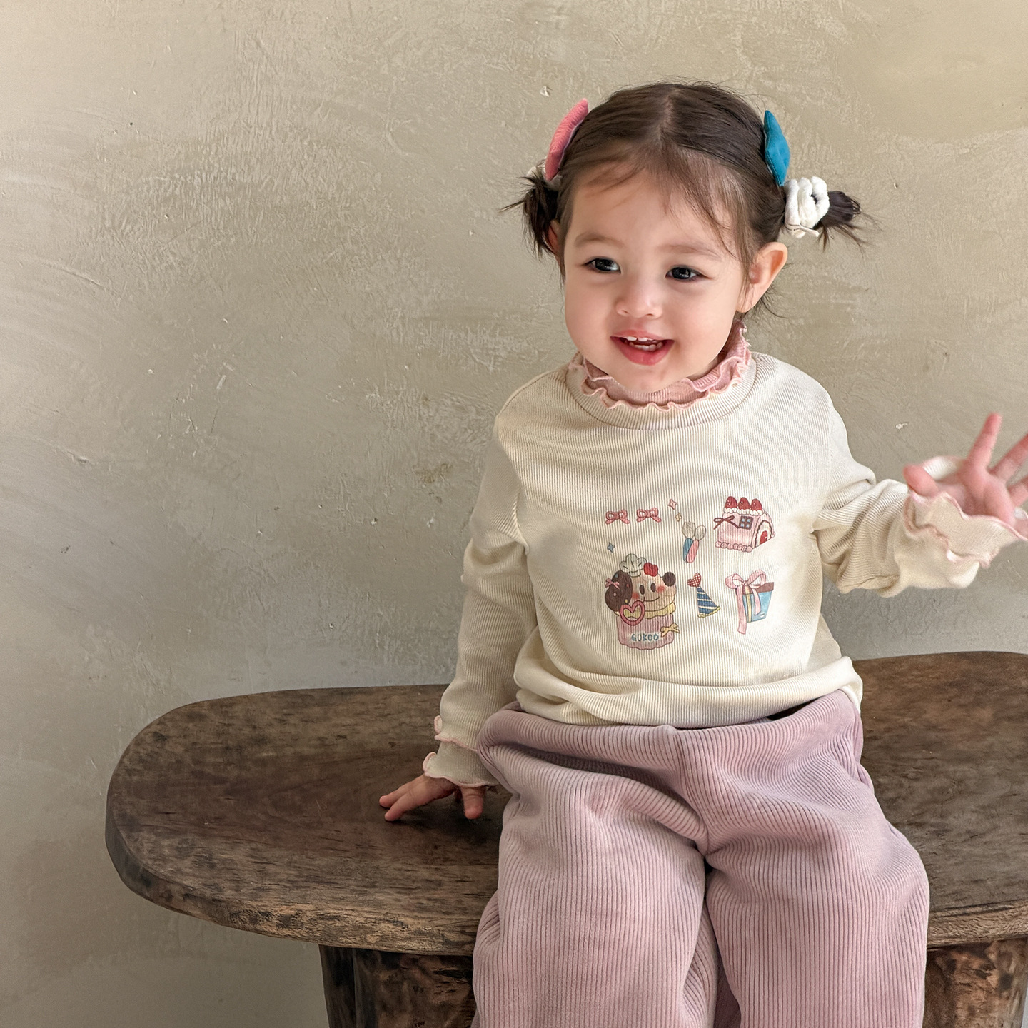 Sugar Pear ropa infantil camiseta de base para niñas 2025 otoño y invierno medio cuello alto para niños camiseta de manga larga con la parte superior ropa de bebé