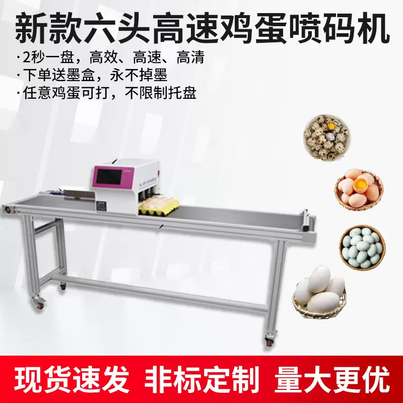 飞码全自动鸡蛋喷码机三头六头高速鸡蛋喷码器打码机油墨喷码定制