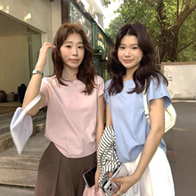 the lemon全员自留春夏新款白色短袖t恤女正肩内搭显瘦打底衫上衣
