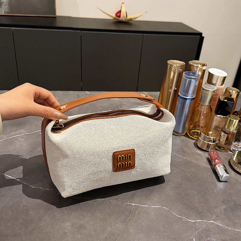 Bolsa de maquillaje de una sola capa marrón