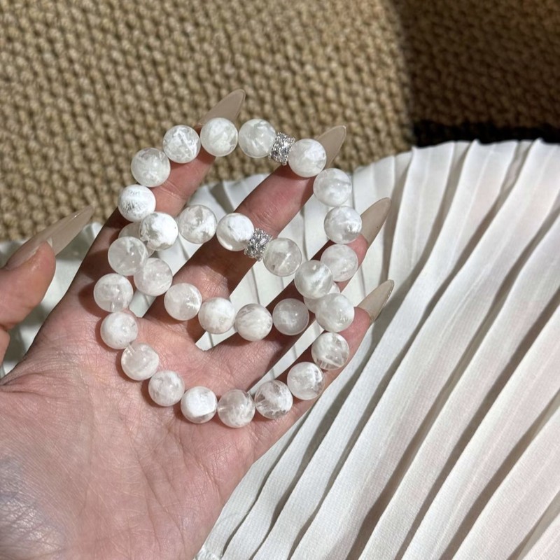【白雪茫茫】天然水晶手串白幽灵清新时尚手链少女精致手串饰品|undefined