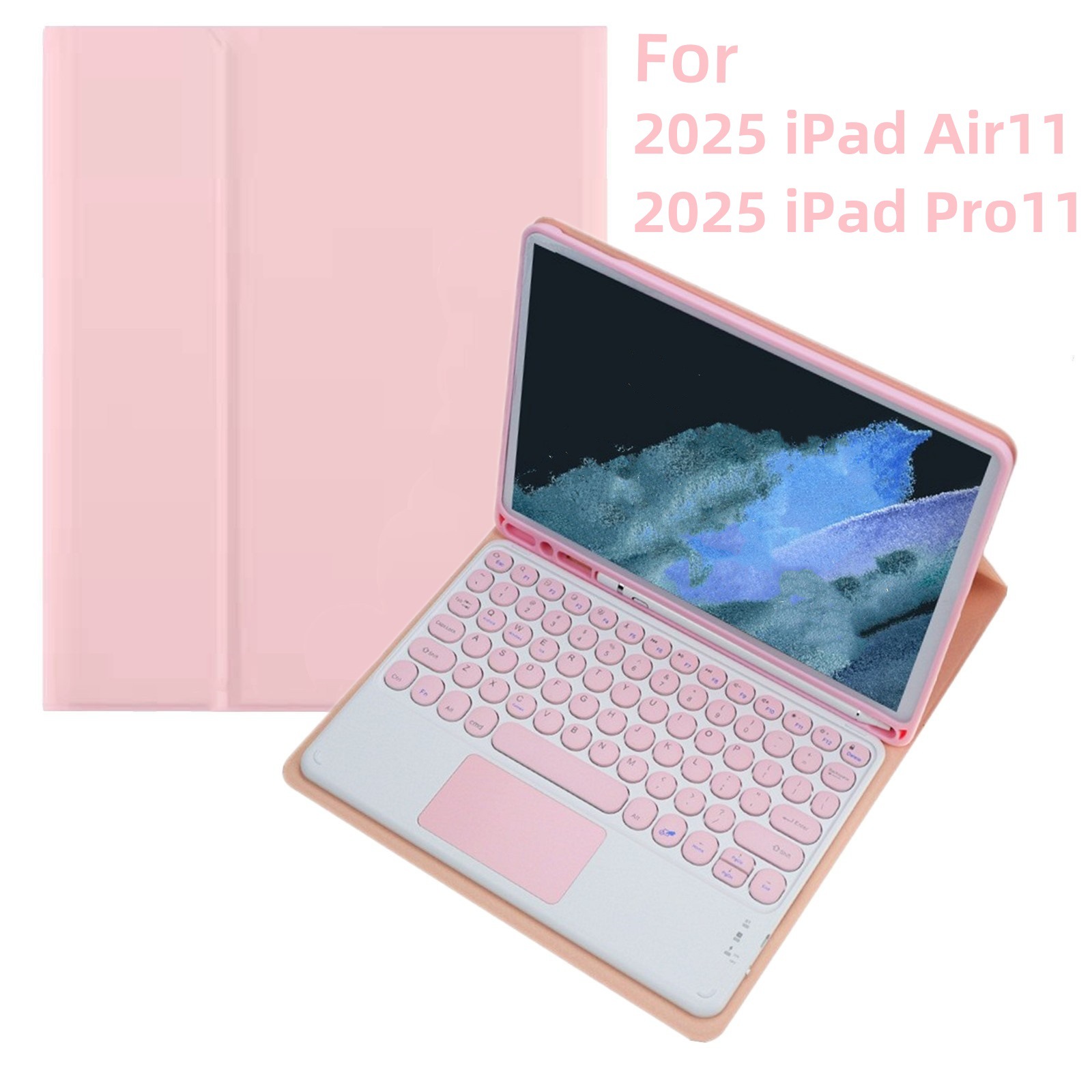 适用iPad Air11保护套S10FE圆帽触控蓝牙键盘10.9/10.2笔槽平板壳