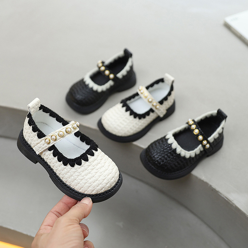Spring Children's Princess Shoes Soft Soled Single Style Leather Shoes For Girls Cute Beaded Design New Style_voghion.com