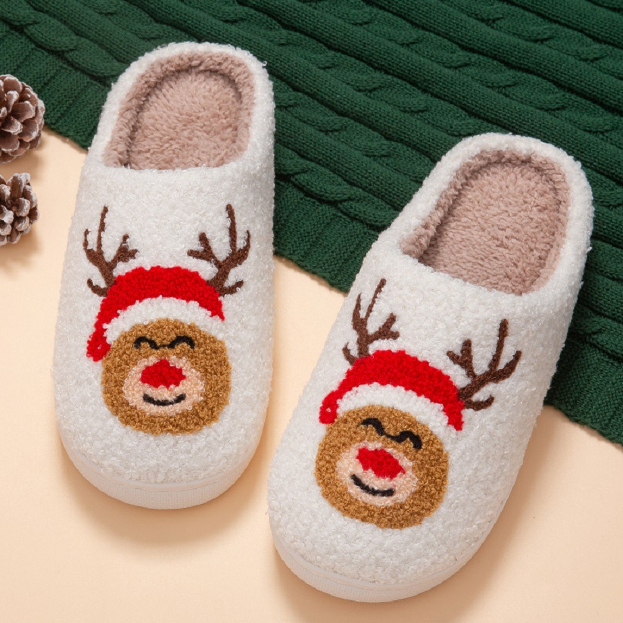 Niedliches Weihnachtselement aus Baumwolle mit Hirschhorn für Damen mit verdicktem Plüsch zum Warmhalten im Herbst und Winter_voghion.com
