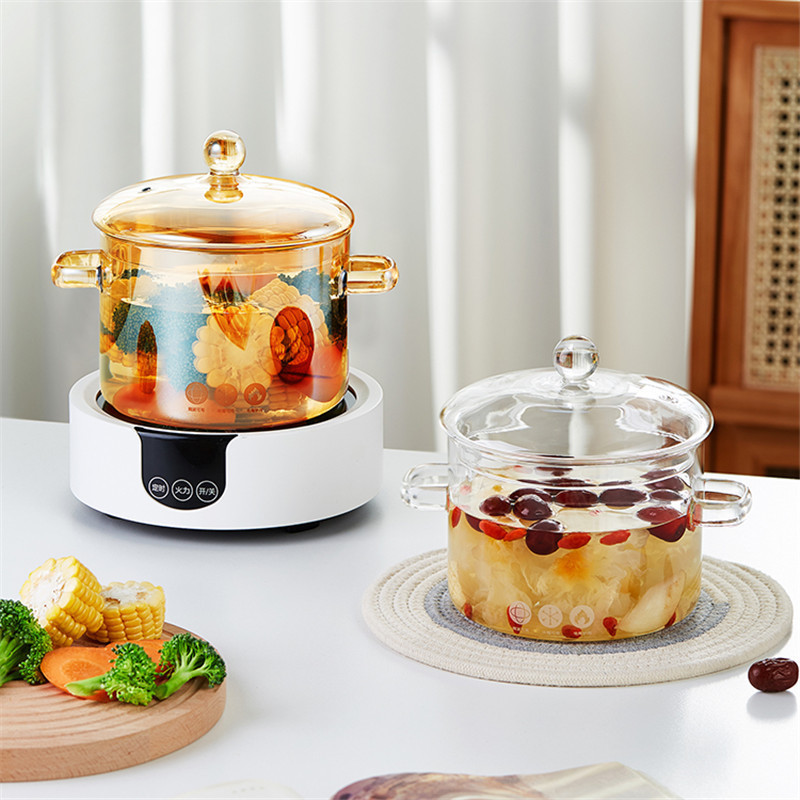 电陶炉明火直烧煮面锅琥珀色沙拉碗泡面碗高硼硅玻璃煮汤锅带盖