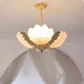 全铜中古贝壳玻璃吊灯客厅法式复古轻奢美式卧室衣帽间护眼吊灯