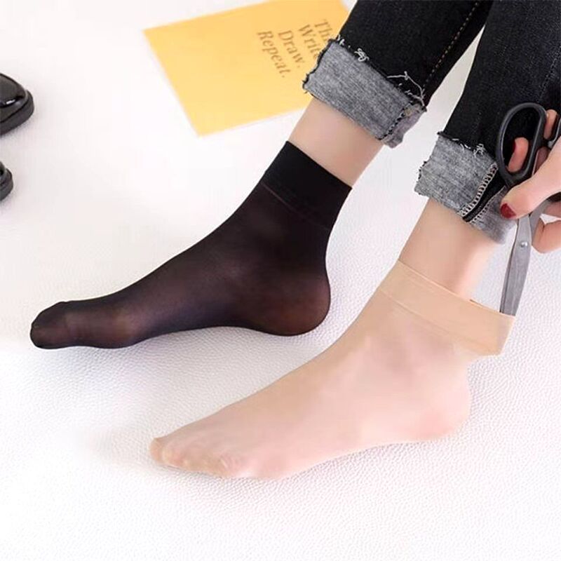 Women's Durable Stockings, Women's Short Socks, Wear-Resistant, Medium-Thick, Anti-Snagging Summer Mid-Calf Socks, Thickeneded Loose Wire Stockings
