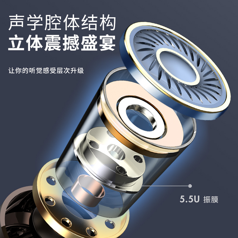 Headphone factory direct supply in-ear metal turbo subwoofer with volume control and microphone, suitable for mobile phones and computers, wholesale