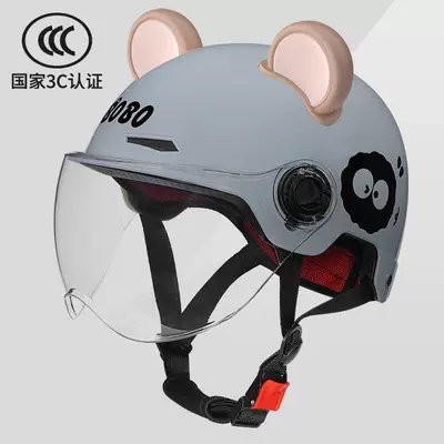 Motosiklet kaskı (dəbilqə) Helmet, Summer Sun Protection Battery - 3c-certification-carbon-gray-briquettes-transparent-cute-bear-ears