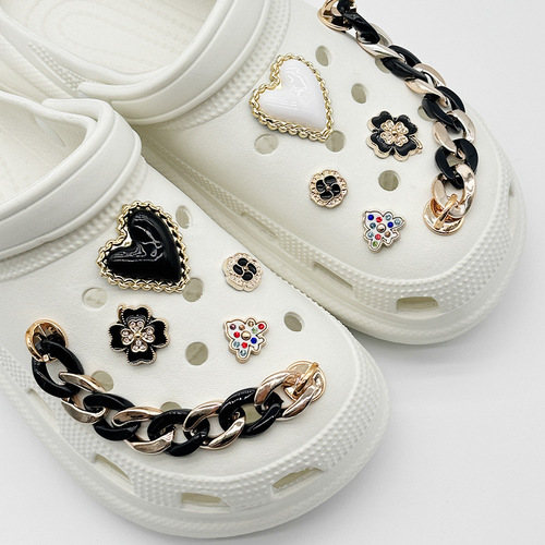 Croc shoe accessories diy shoe buckle fashion love metal chain set upper decoration removable shoe flower