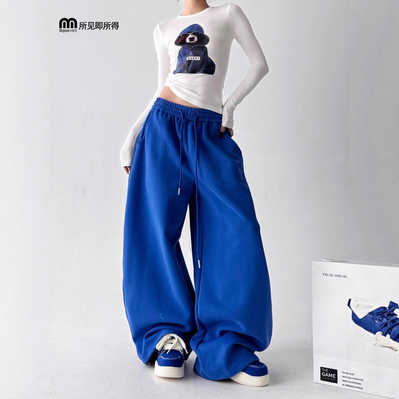 Super Stylish Drawstring Sweatpants for Women 2025 Autumn New Trendy Tall Casual Pants Slimming Floor-Length Drape Sweatpants