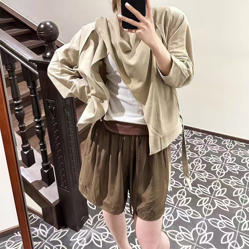 REC women's short jacket with scarf collar and long sleeves, stylish design, vintage old money style, 26 autumn new model REC women's short jacket with scarf collar and long sleeves, stylish design, vintage old money style, 26 autumn new model
