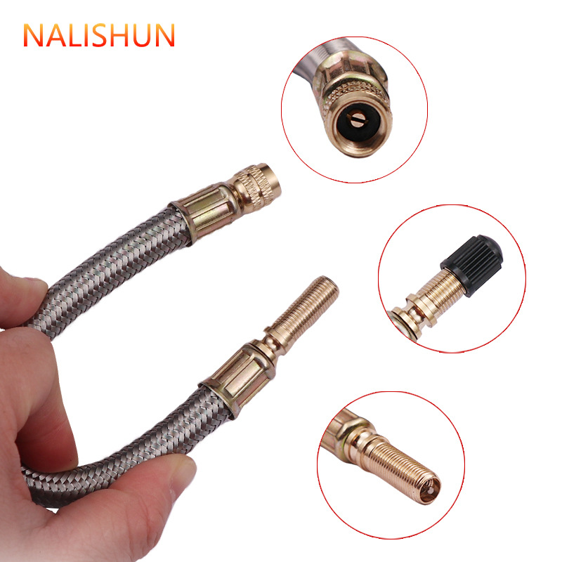 tubo de extensión de metal neumático boquilla de aire tubo de inflado neumático de acero inoxidable tubo de extensión de válvula trenzada