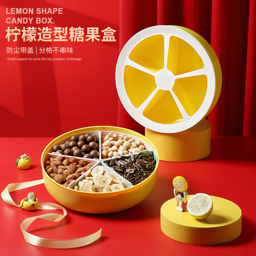 Lemon Fruit Plate Candy Box Light Luxury Creative Flower Shaped New Year's Goods Nut Dried Fruit Plate Manufacturer Dropshipping