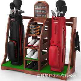 多功能高尔夫球架可定实木展示架球包球帽整理批发架球杆置物架
