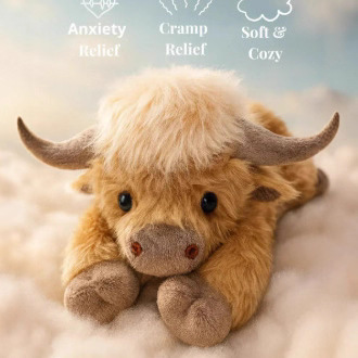 跨境新款Highland Cow Plush高地牛小牛毛绒公仔 牛年吉祥物棕色|undefined