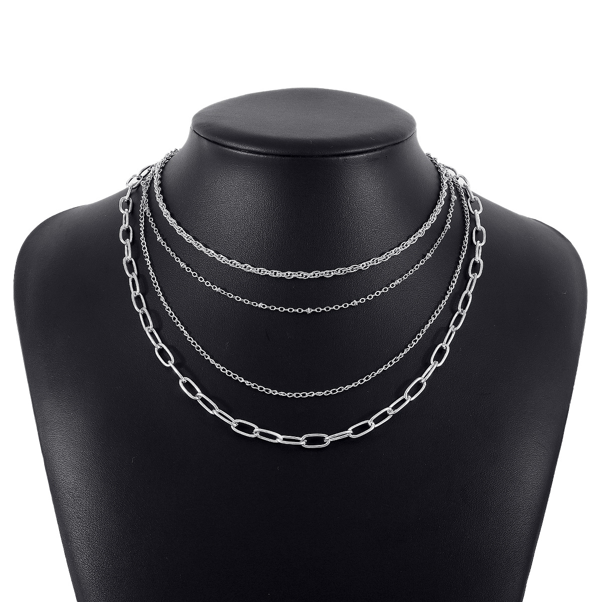 Fashion Geometric Iron Layered Chain Layered Necklaces