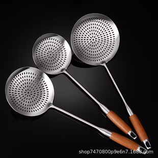 Rosewood Handle Stainless Steel Frying Colander Restaurant Dumpling Noodles Spoon All Steel Handle Wooden Handle Large Colander Wholesale