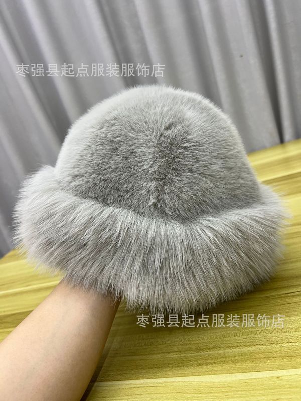 毛绒蒙古帽子女秋冬防寒保暖东北盆帽毛毛护耳帽狐狸毛渔夫帽皮草|undefined