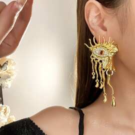 恶魔之眼五官夸张项链个性眼睛水滴耳环重工中古vintage耳钉小众