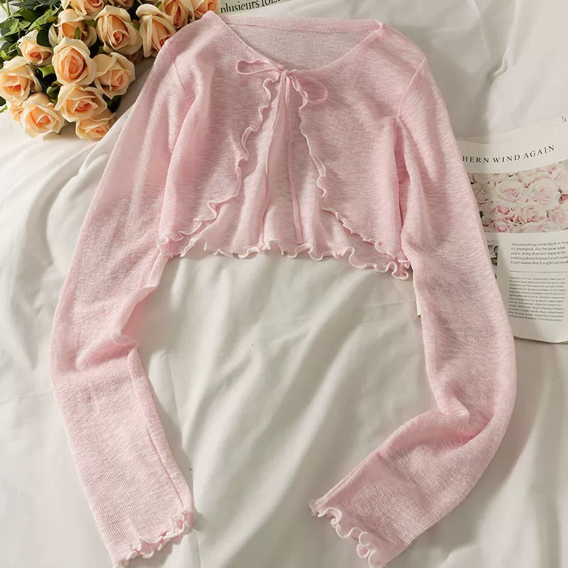 Кардиган, одежда с солнцезащитной защитой, накидка, шелковый long-sleeve, шифоновая куртка, утягивающий эффект