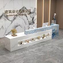 前台接待台大理石酒店培训机构前台桌美容院吧台桌收银台岩板岩板