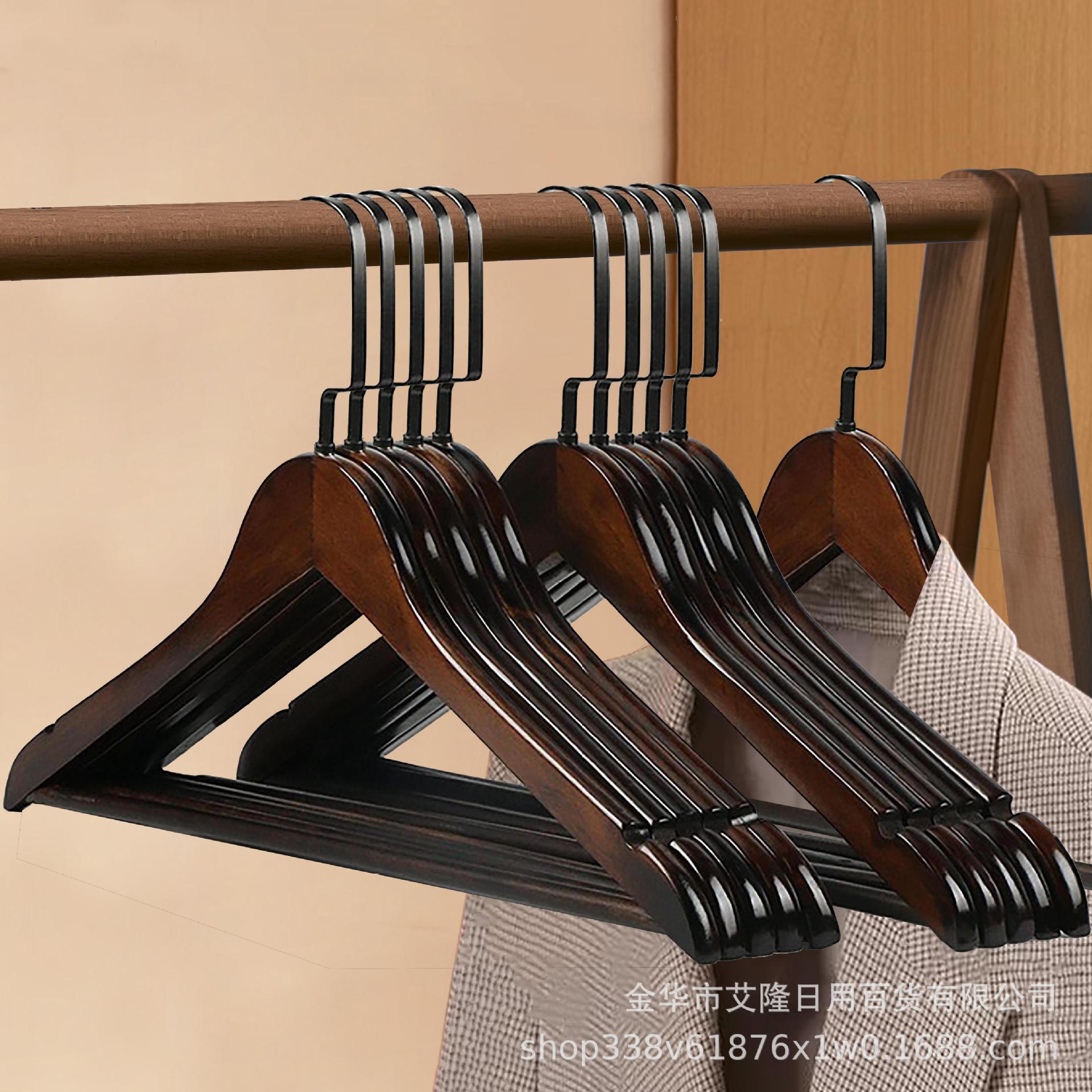 Percha de madera maciza percha de madera percha de ropa antideslizante sin huellas de almacenamiento de ropa de soporte de armario de dormitorio percha de secado gruesa