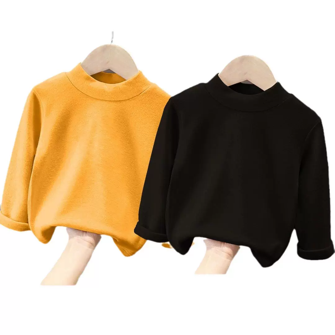 children童秋冬新款男女童半高领保暖内搭上衣长袖T恤纯色打底衫