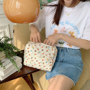 3613 Japanese Style Fresh Style Quilted Clutch Bag Cosmetic Bag Change Mobile Phone Storage Bag Large Capacity Inner Bag for Women