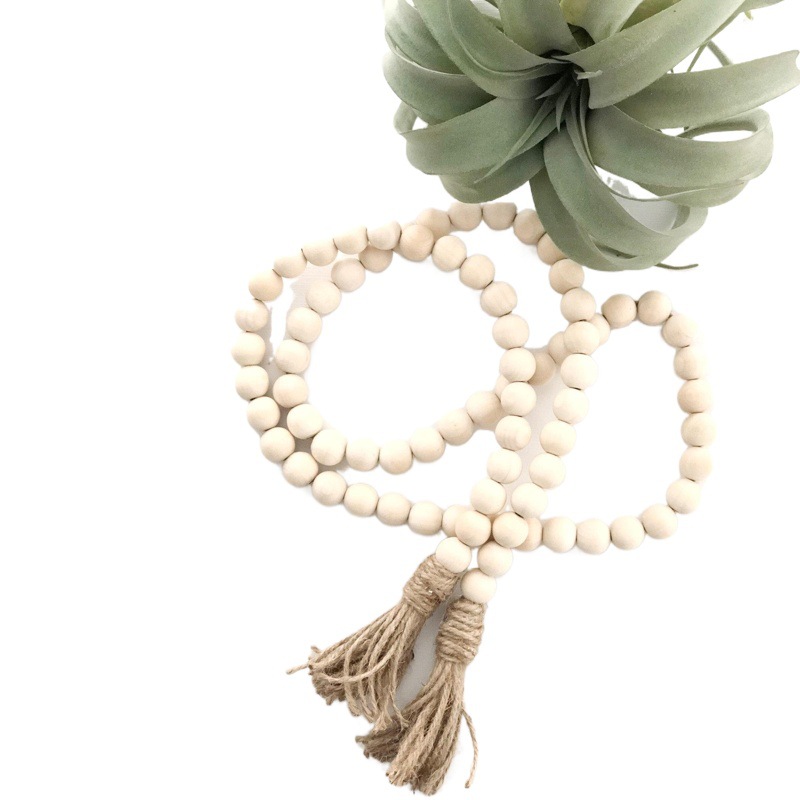 Amazon Europa y América pastoral cuentas de madera borla cuerda de cáñamo borla decoración del hogar colgante Casa Decoración
