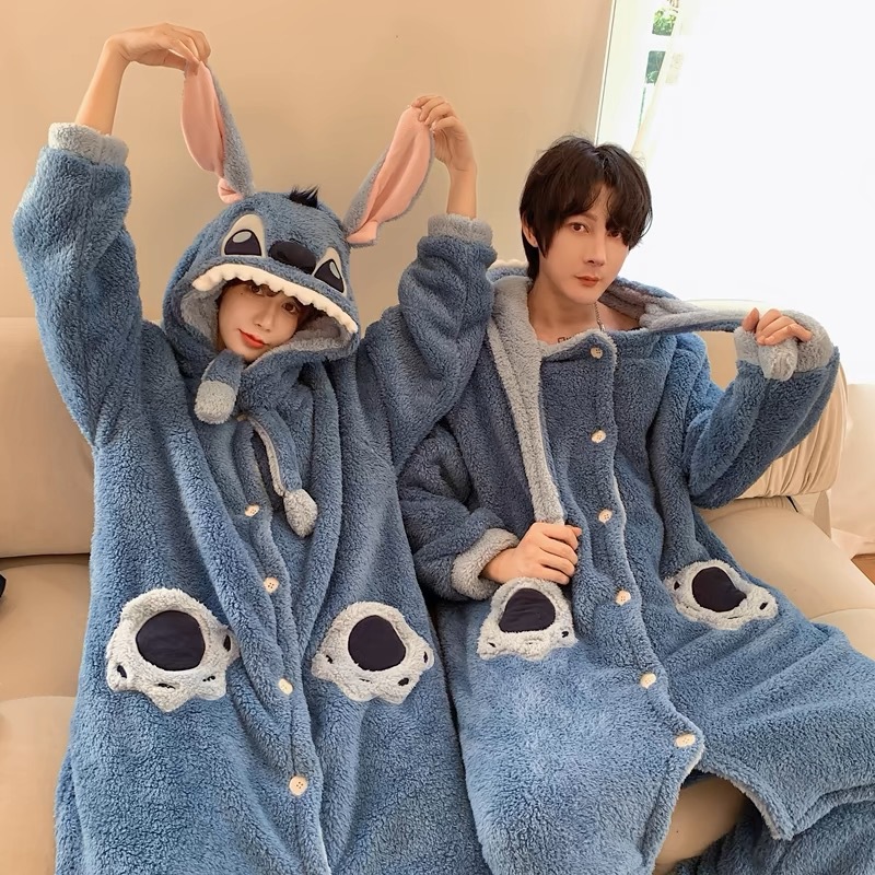 2024 new stiltzai one-part pajamas women's autumn and winter cute couple adult thickened men's coral fleece home clothes