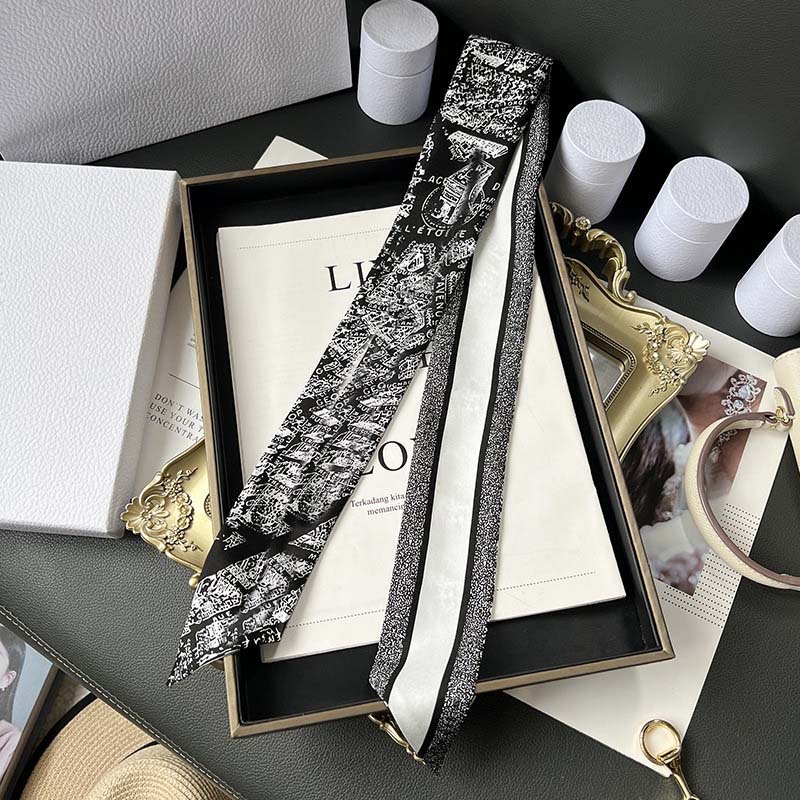 D versión alta 18 mm bufandas de seda cinta cinta delgada correa de pelo larga decoración pequeña bufandas animales de la selva H