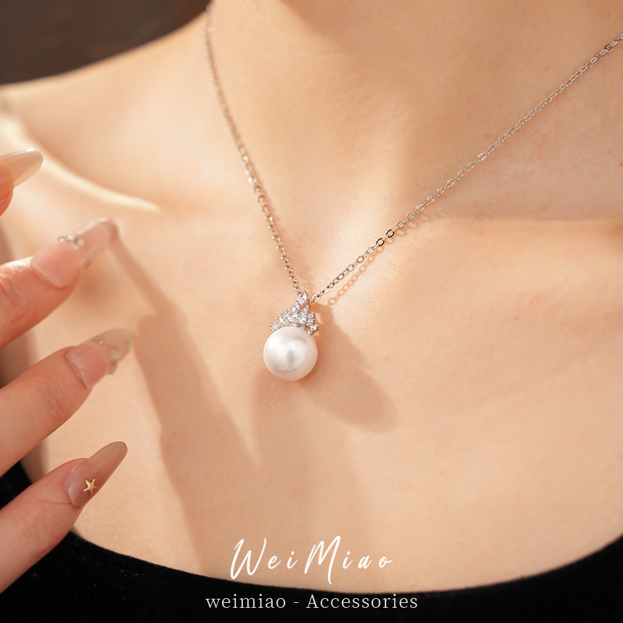 18 quilates de oro verdadero collar de perlas de piedra de aluminio ligero lujo de alta calidad cadena de clavícula simple conjunto de joyería de moda diaria