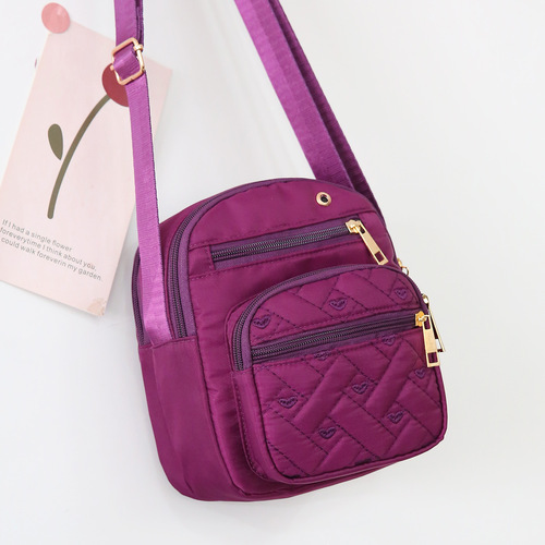 Shoulder bag for women, Oxford cloth and nylon, suitable for middle-aged and elderly women, small bag for mothers to buy vegetables, mobile phone bag, tall model