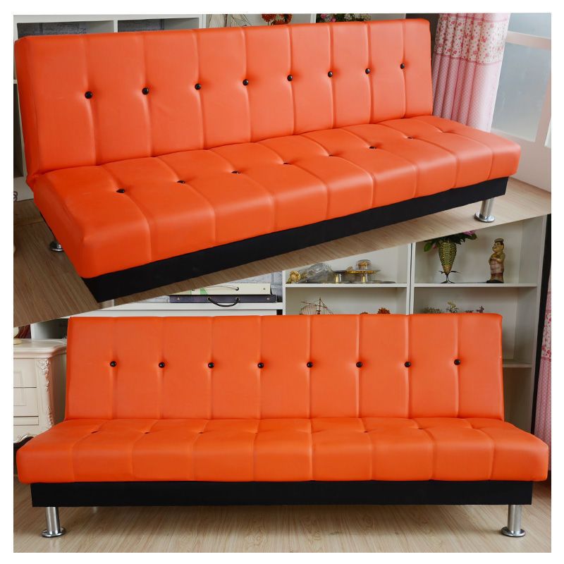 Single-Person/Three-Person Faux Leather Sofa Bed, Lazy Leather Sofa, Small Apartment Living Room Folding Bed, Dual-Purpose Sofa Bed for Rental Housing