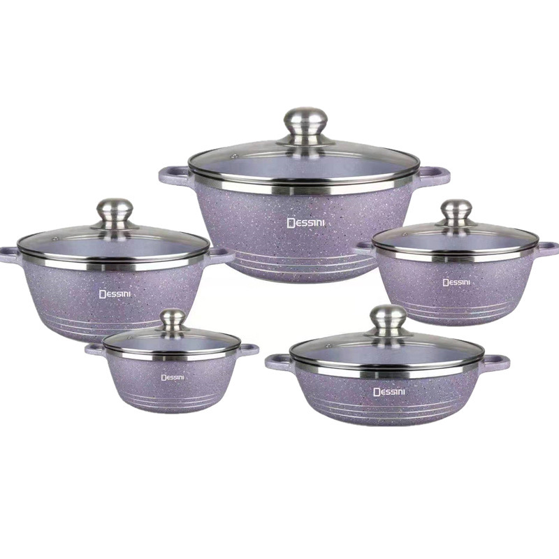 Non-Stick Cookware Set of Ten Pieces, Household Aluminum Frying Pan, Soup Pot, Kitchenware Set, Suitable for Gas Stoves, Pot