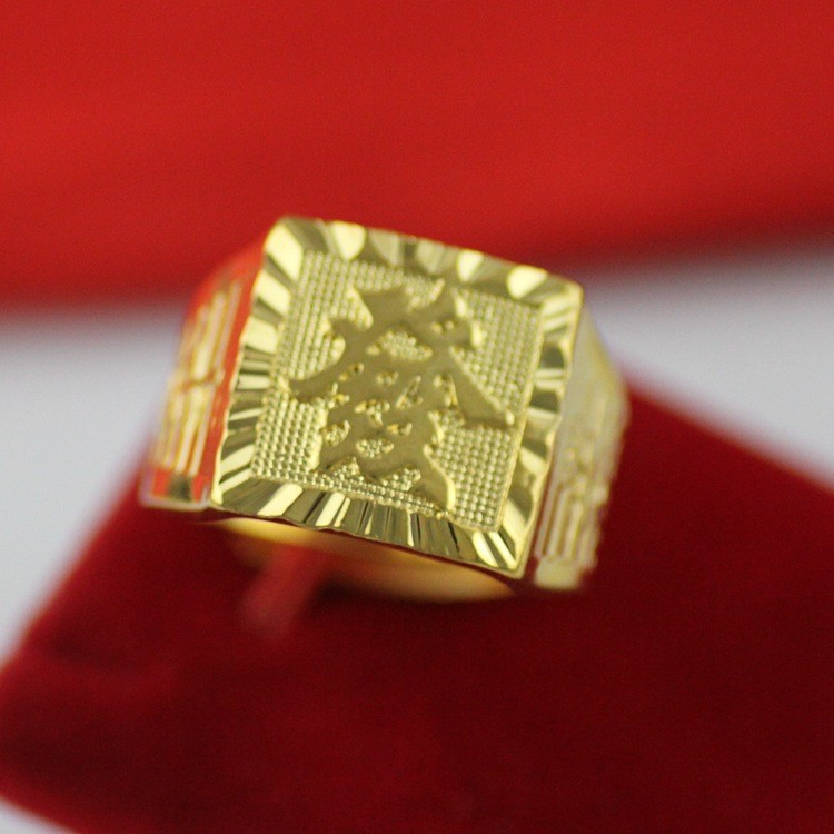 黄銅の金メッキの福の金儲けの指輪の男性の多種類の車の花は宝の蛇口の関公の戒子の金メッキの指輪を招きます。